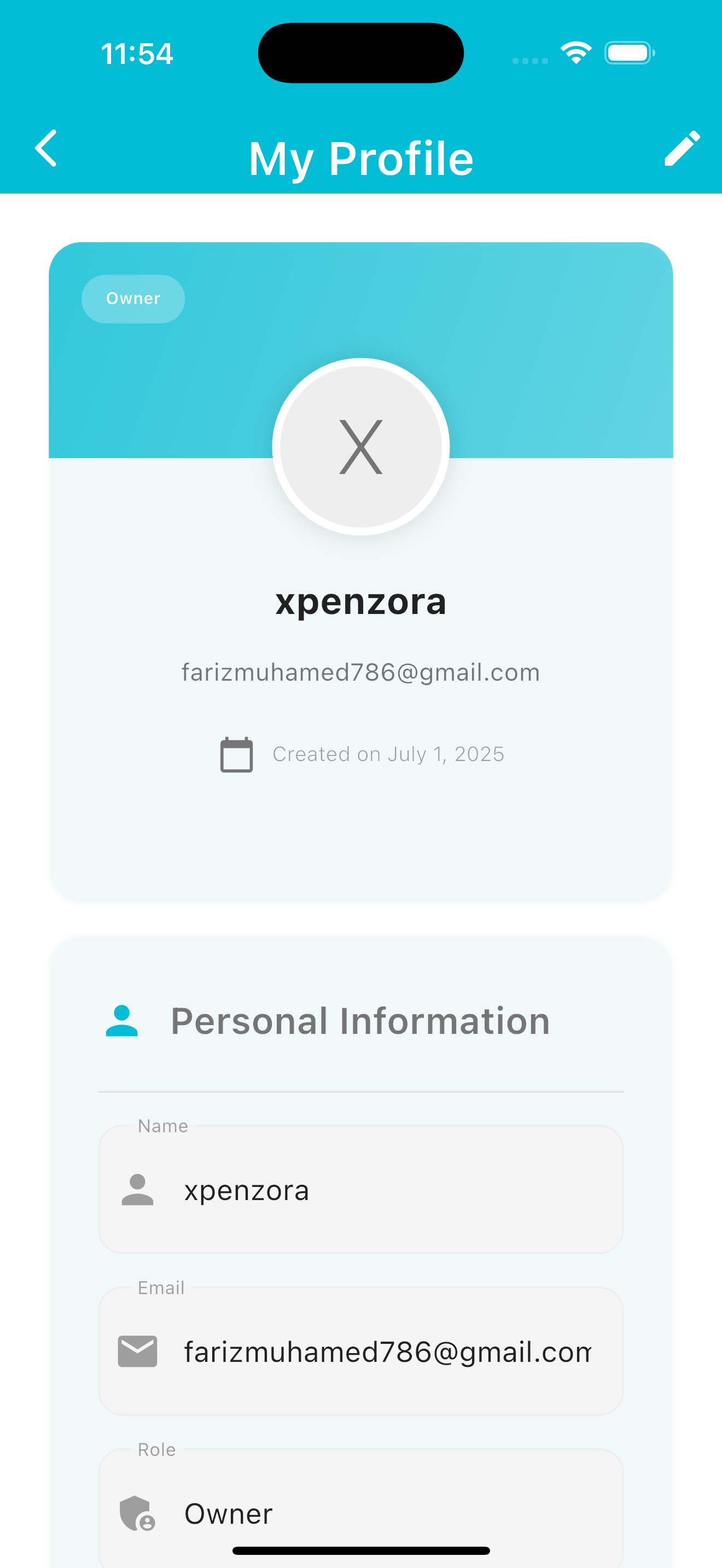 Xpenzora Profile Screen